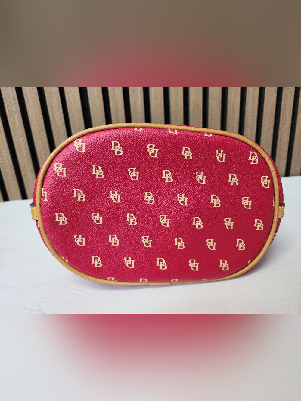 Vintage Dooney & Bourke Red Signature Monogram Hobo with Tan Strap Y2K - Picture 9 of 16